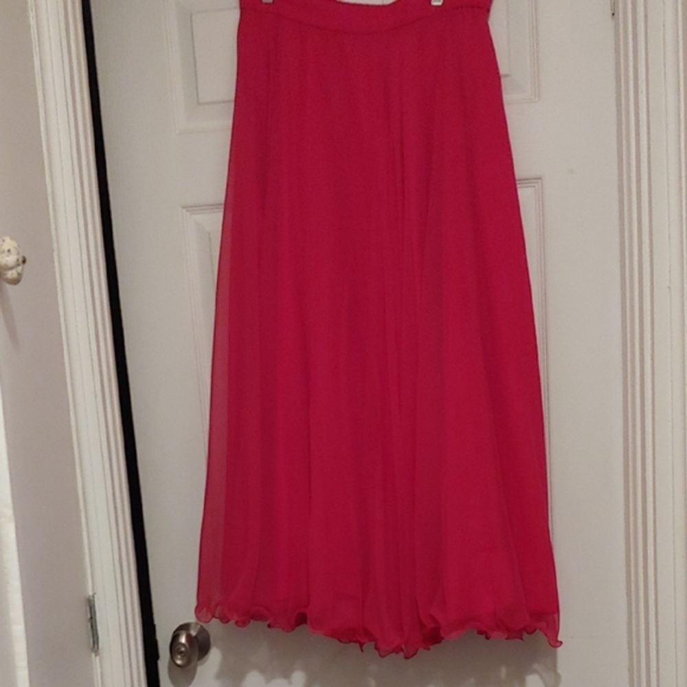 Rimini Fuchsia Flowing Maxi Skirt Made In Hong Kong